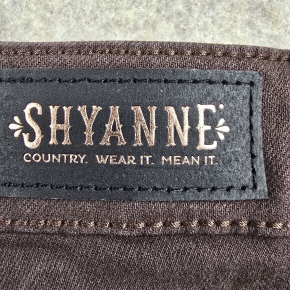 Shyanne High Rise Flare Brown Jeans W31 L34 Retro Frayed Hem Stretch Denim Pants - Picture 6 of 12